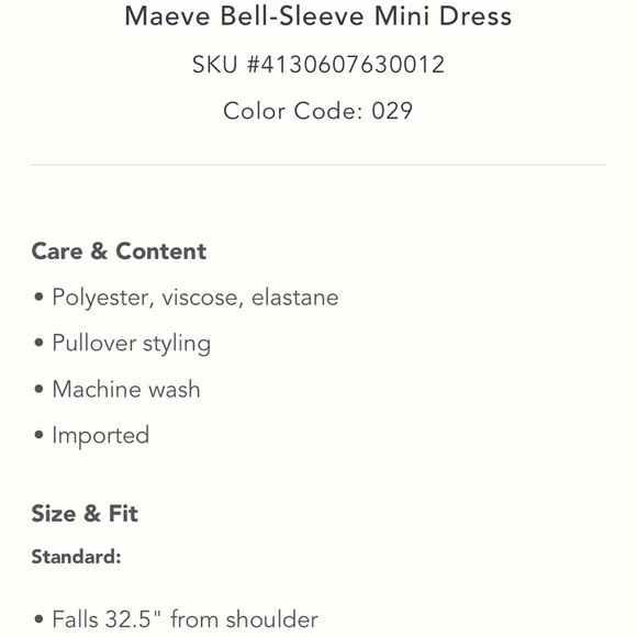 ✨ Anthropologie Bell-Sleeve Mini Dress Sz L - Picture 5 of 5